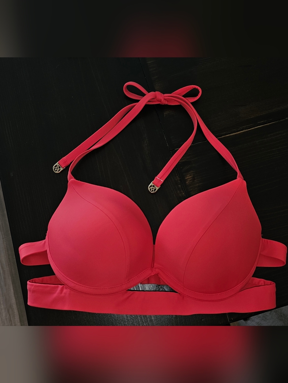 Victoria Secret Archives Banded Push Up Bikini Top Size 34B Island Pink / Poppy
